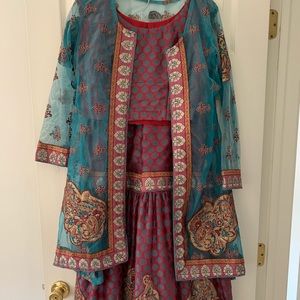 3 piece ghara set. Top, 2 leg ghara & lace jacket